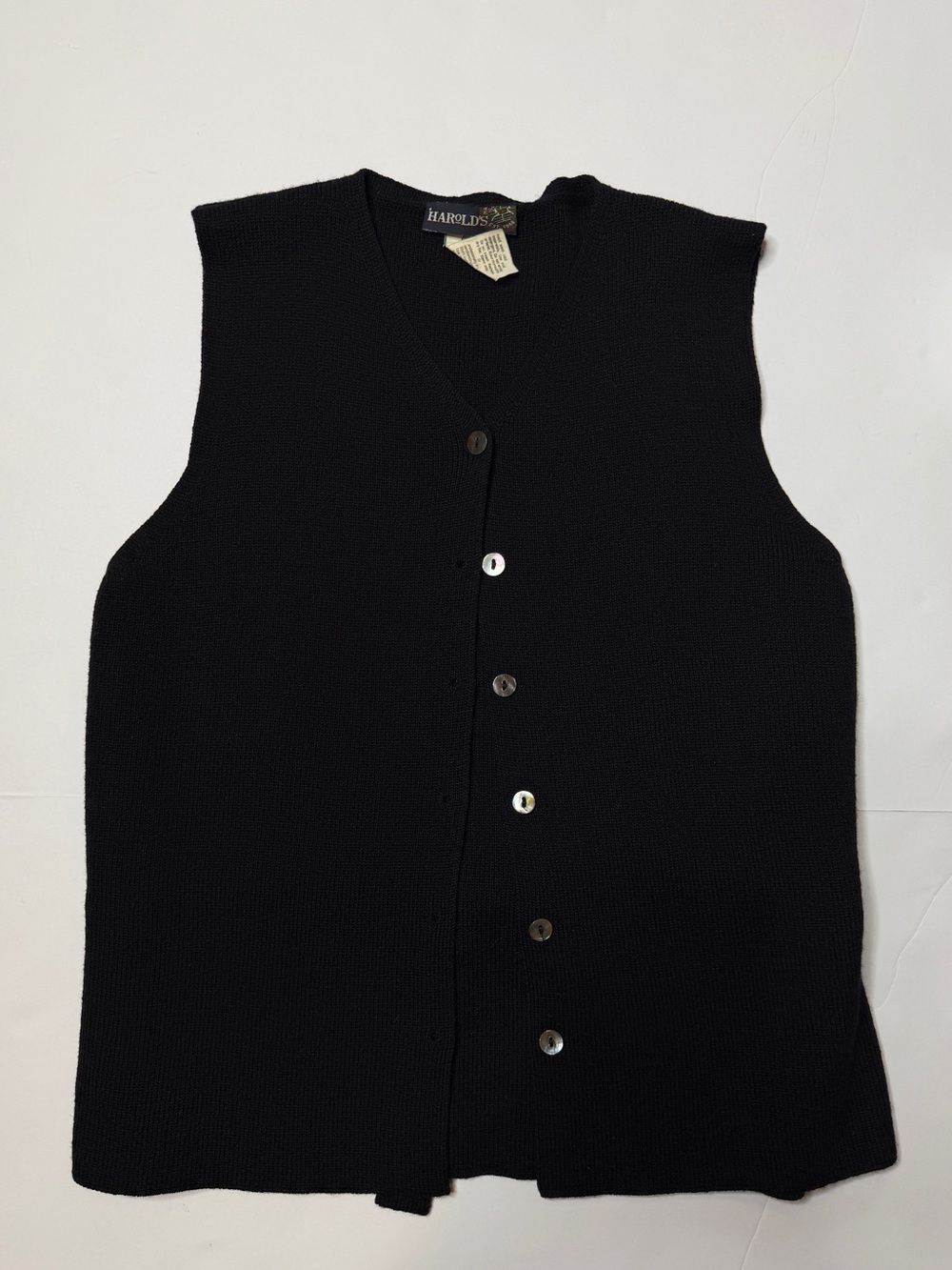 Harold’s black vest button up 100% virgin wool